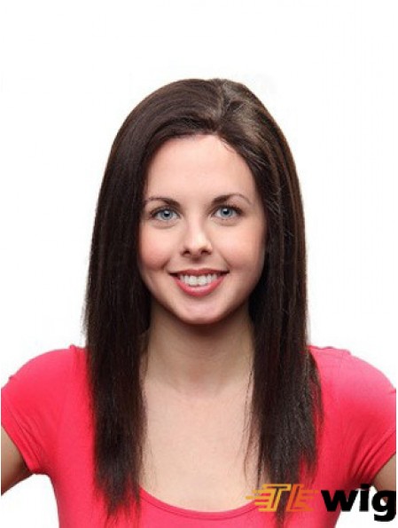 Long Straight 100% Hand Tied Remy Human Auburn Mono Wig