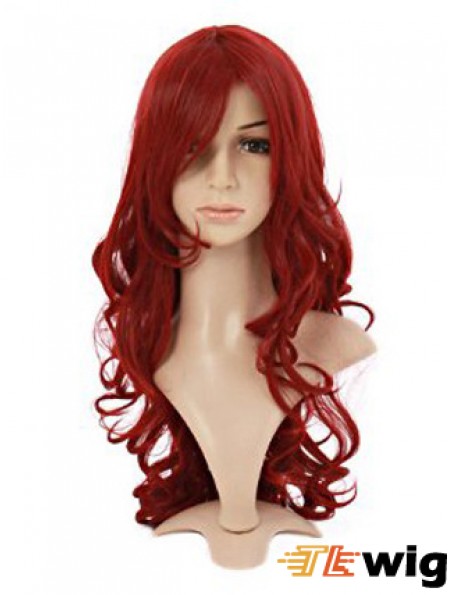 Wavy With Bangs Lace Front Style 20 inch Red Long Wigs