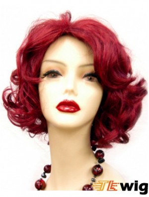 Wavy Without Bangs Chin Length Red Online Lace Front Wigs
