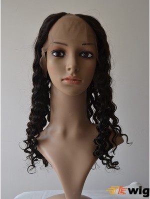 18 inch Lace Front Curly Black Fashionable U Part Wigs