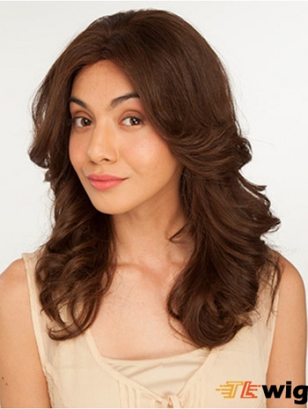 14 inch Brown Long Without Bangs Wavy Perfect Lace Wigs