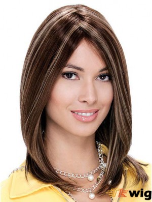 Monofilament Straight Without Bangs Shoulder Length 13 inch Fashionable Human Hair Wigs