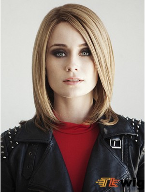 Bobs Shoulder Length Blonde Straight 14 inch Trendy Human Hair Wigs