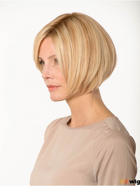 Lace Front Straight Bobs 8 inch Blonde Chin Length Real Human Hair Wigs