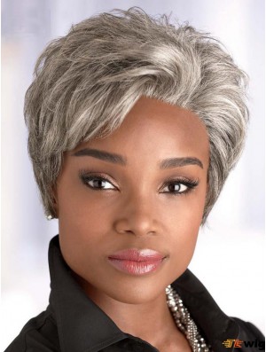 Synthetic Short Straight Elderly Lady Wigs