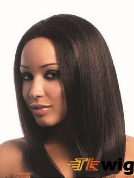 16 inch Capless Yaki Long Brown Real Hair Wigs For Black Woman