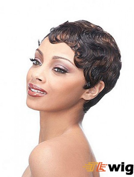 Short Brown Boycuts Wavy Trendy Full Lace Wigs