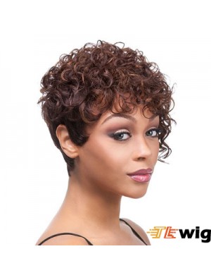 Short Auburn Curly Layered Trendy African American Wigs