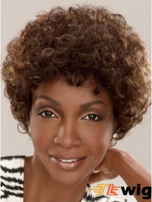 Capless Short Brown Layered Brown Synthetic Afro Kinky Hairstyles