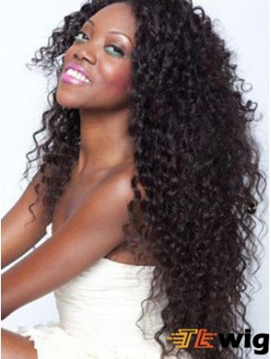 African American Lace Wigs Remy Human Long Length Kinky Style
