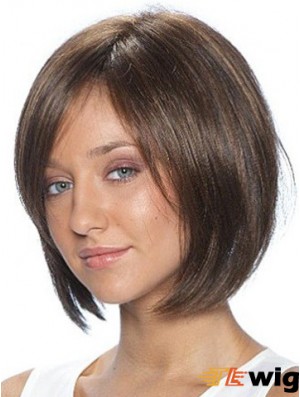Lace Front Brown Chin Length Bobs Straight African American Wig