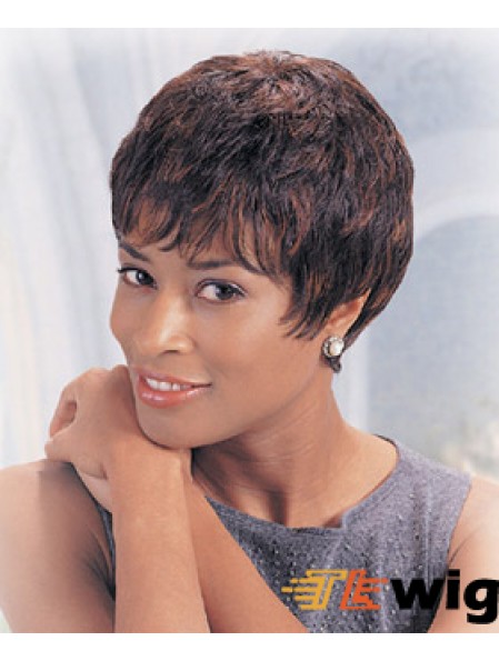 Indian Remy Boycus Short Wavy Auburn Black African Hair Low Cut