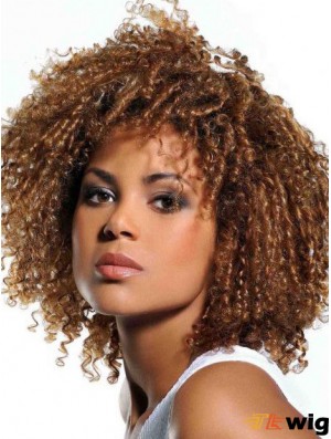 Wigs Human Hair African American Blonde Color With Bangs Kinky Style