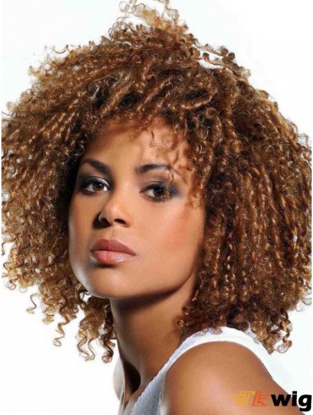 Wigs Human Hair African American Blonde Color With Bangs Kinky Style