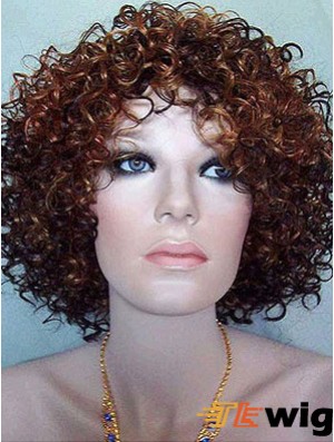 Kinky Layered Chin Length High Quality Auburn Synthetic Wigs