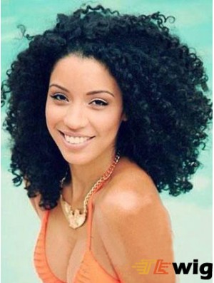 Shoulder Lace Front Remy Human Black Kinky Curly Afro Wig