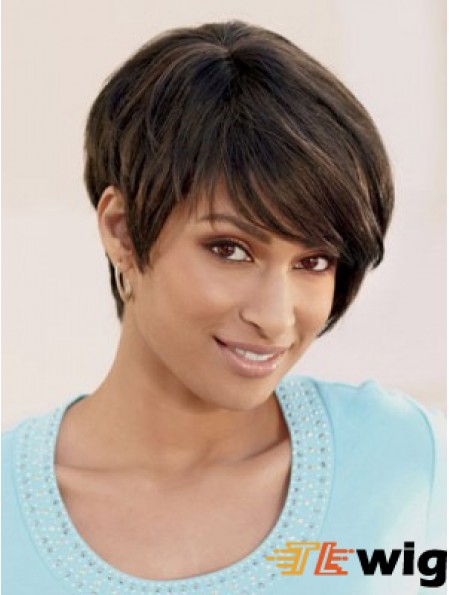 Short Brown Straight Layered Incredible African American Wigs