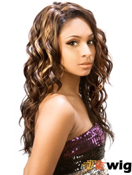 Long Brown Wavy Without Bangs Incredible African American Wigs