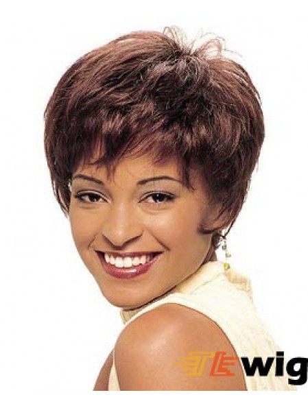 Cropped Auburn Straight Boycuts Beautiful African American Wigs