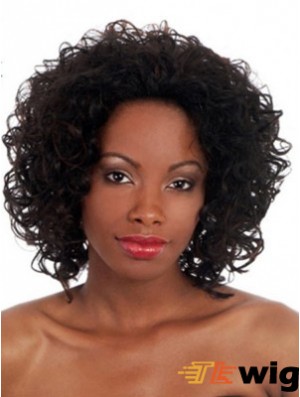 Black Chin Length Synthetic Capless 14 inch Afro Kinky Wigs