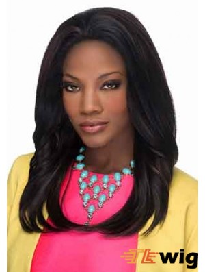 Fashion Black Long Layered Straight Glueless Lace Front Wigs