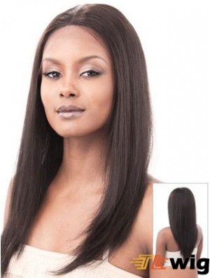 Auburn 16 inch Sleek Long Yaki Without Bangs Lace Wigs