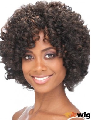 Chin Length Capless Layered Kinky Synthetic Black Woman's Wigs