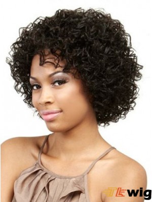 Chin Length Black Kinky Without Bangs Online African American Wigs