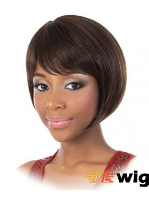 Chin Length Brown Straight Bobs Fashion African American Wigs