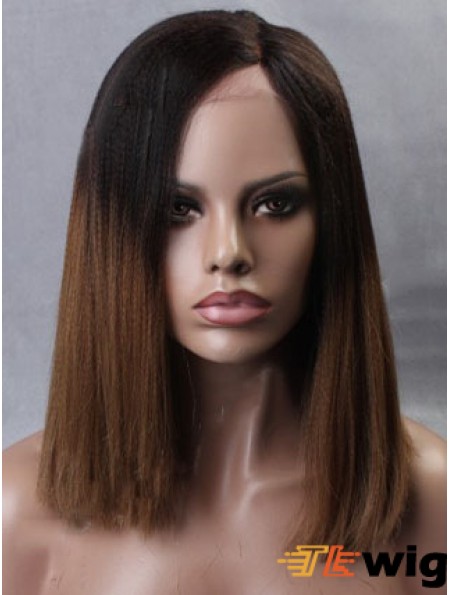 Shoulder Length Curly Without Bangs Full Lace 14 inch Top Black Women Wigs