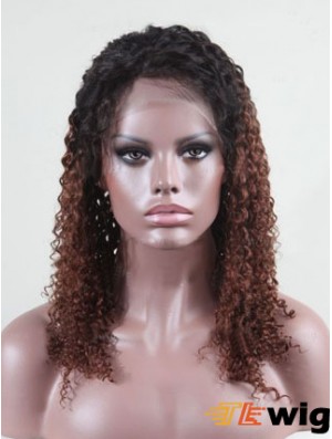 Shoulder Length Curly Without Bangs Full Lace 14 inch Comfortable Black Women Wigs