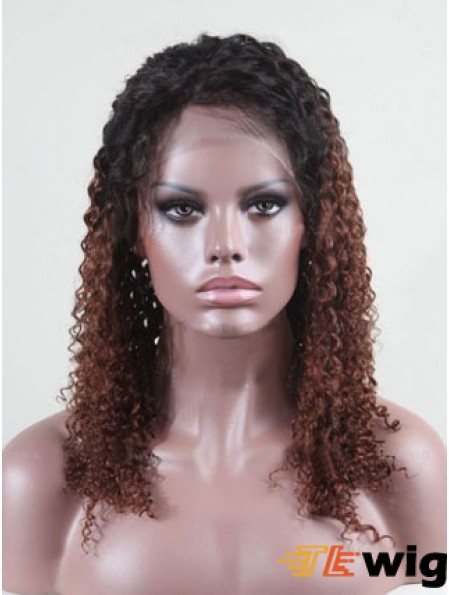 Shoulder Length Curly Without Bangs Full Lace 14 inch Comfortable Black Women Wigs