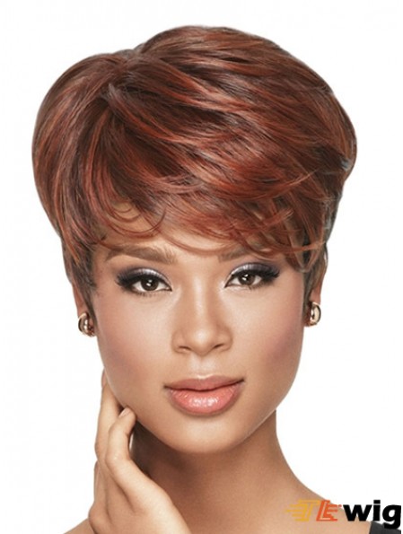 Cropped Red Wavy Boycuts Ideal African American Wigs