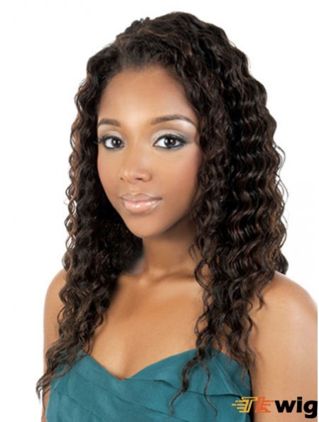 Long Brown Curly Without Bangs Best African American Wigs