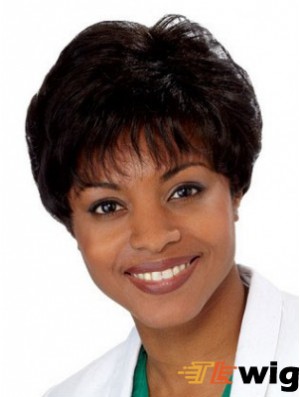Short Black Straight Layered Convenient African American Wigs