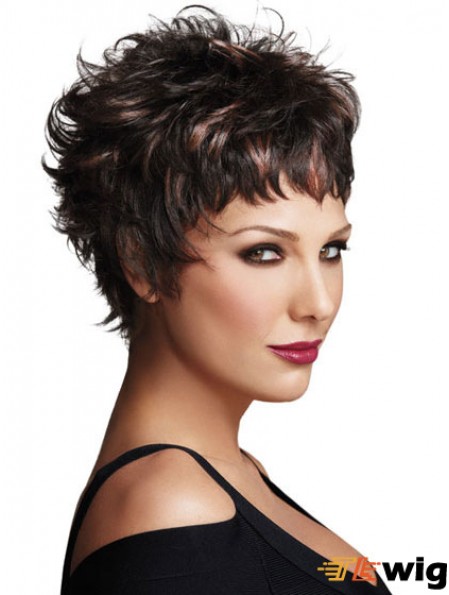 Wavy Boycuts Cropped Gorgeous Brown Synthetic Wigs