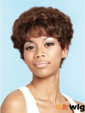 Short Brown Curly Layered Beautiful African American Wigs