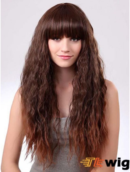 Long Ombre/2 Tone Curly With Bangs Suitable African American Wigs