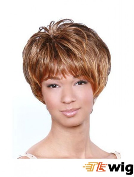 Short Brown Wavy Boycuts Popular African American Wigs