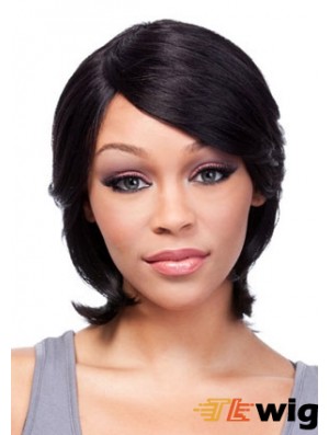 Chin Length Black Straight With Bangs Incredible African American Wigs