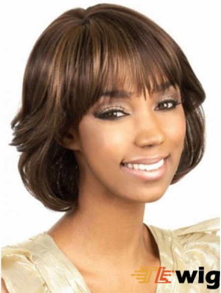 Chin Length Brown Wavy Bobs Amazing African American Wigs