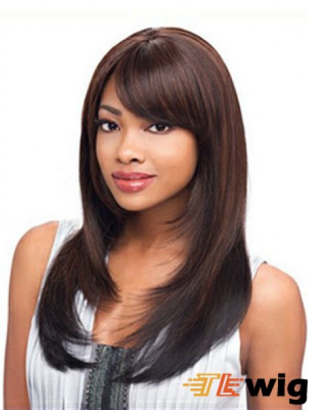 Long Auburn Straight Layered Exquisite African American Wigs