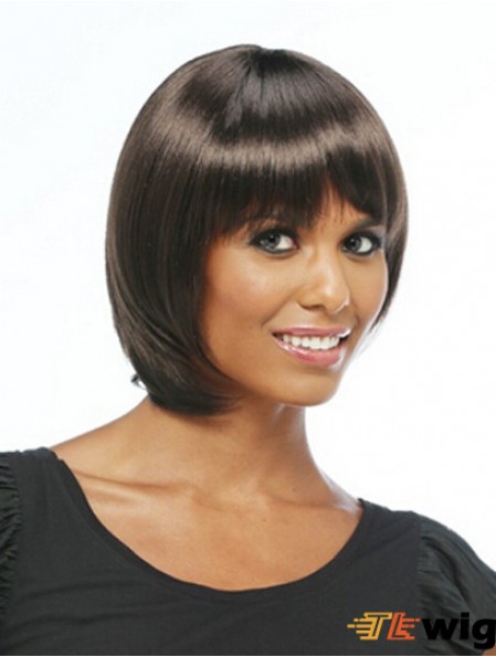 Chin Length Black Straight Bobs High Quality African American Wigs
