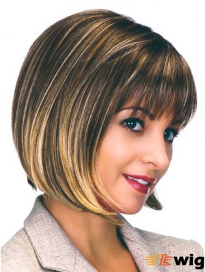 Capless Chin Length Straight Brown Flexibility Bob Wigs