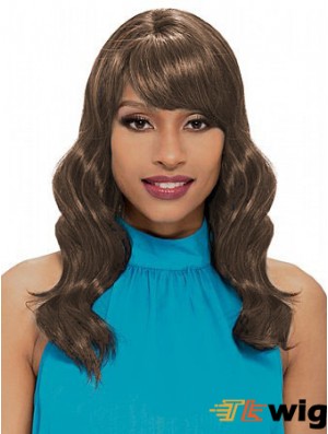 Shoulder Length Brown Wavy With Bangs New African American Wigs