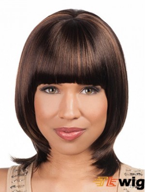 Sleek Chin Length Yaki 16 inch Synthetic Glueless Lace Front Wigs