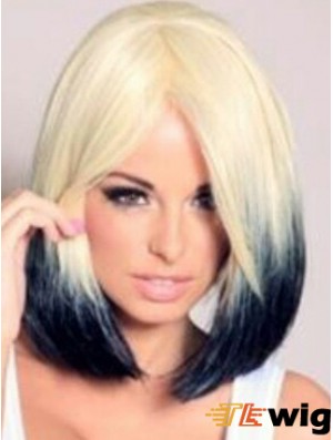 Chin Length Straight Without Bangs Lace Front 12 inch Discount Black Women Wigs