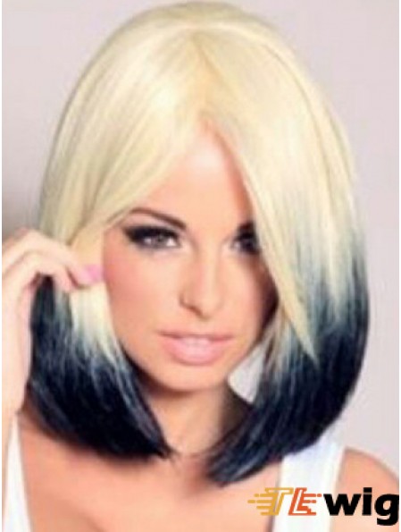 Chin Length Straight Without Bangs Lace Front 12 inch Discount Black Women Wigs