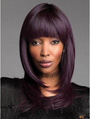 With Bangs Purple 14 inch Capless African American Hairstyles