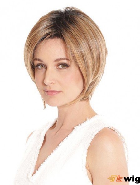 Blonde Designed Straight Short Synthetic Bob Wigs